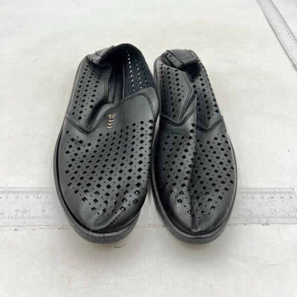 Men\'s Genuine Leather Loafer Shoes Slip On Soft Breathable Stitching Shoes Black main image 7